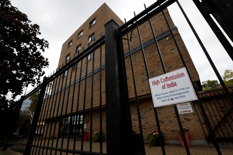 &copy; Reuters. FILE PHOTO: The Indian High Commission building in Ottawa, Ontario, Canada October 14, 2024. REUTERS/Blair Gable/File Photo