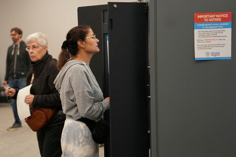 © Reuters. Voters take part in early election voting at a polling station in Marietta, Georgia, U.S. October 15, 2024.  REUTERS/Jayla Whitfield-Anderson