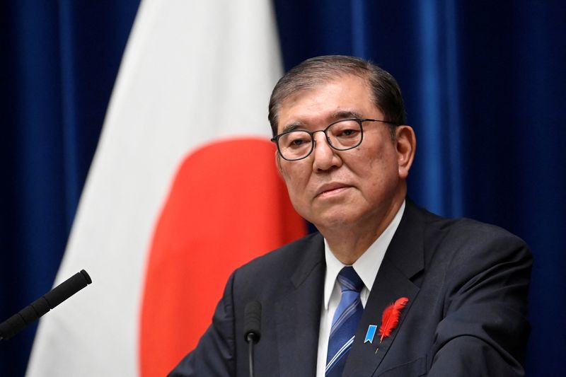  Reuters. Japanese Prime Minister Shigeru Ishiba holds a press conference.