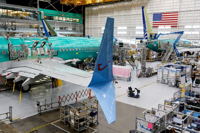 &copy; Reuters. Boeing 737 MAX aircraft are assembled at the company’s plant in Renton, Washington, U.S. June 25, 2024. Jennifer Buchanan/Pool via REUTERS/File Photo