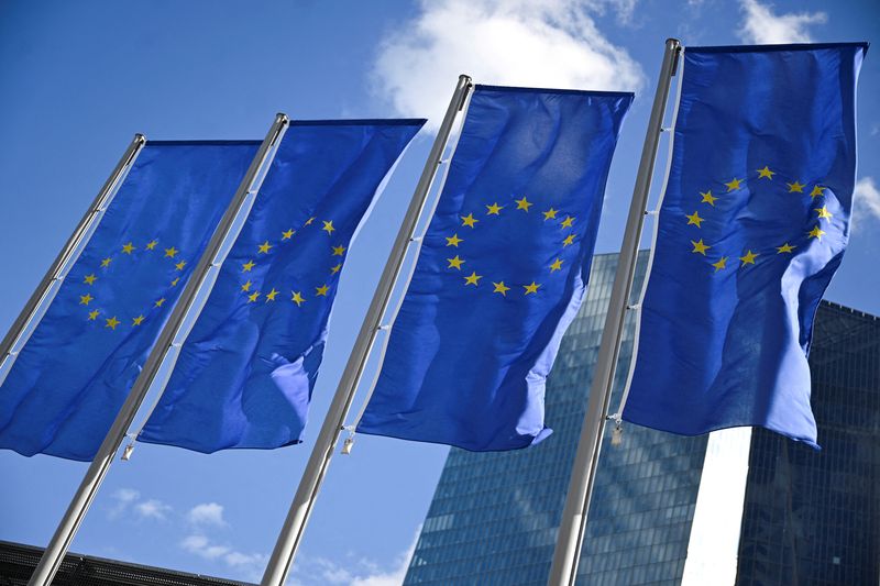 &copy; Reuters. FILE PHOTO: European Union flags flutter on the day European Central Bank (ECB) President Christine Lagarde speaks to reporters following the Governing Council's monetary policy meeting in Frankfurt, Germany September 12, 2024. REUTERS/Jana Rodenbusch/Fil