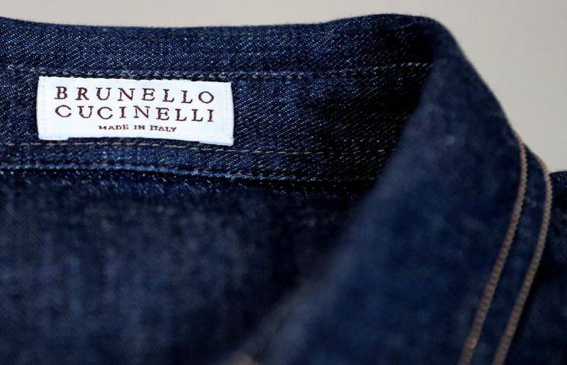 &copy; Reuters. FILE PHOTO: A Brunello Cucinelli label is seen on a shirt at the factory in Solomeo village near Perugia, Italy, September 4, 2018. REUTERS/Alessandro Bianchi/File Photo