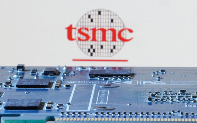 &copy; Reuters. FILE PHOTO: Taiwan Semiconductor Manufacturing Company (TSMC) logo is seen near computer motherboard in this illustration taken January 8, 2024. REUTERS/Dado Ruvic/Illustration/ File Photo