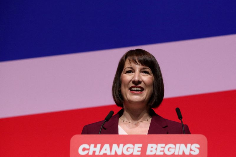 &copy; Reuters. FILE PHOTO: Britain's Chancellor of the Exchequer Rachel Reeves delivers her keynote speech at Britain's Labour Party's annual conference in Liverpool, Britain, September 23, 2024. REUTERS/Temilade Adelaja/File Photo