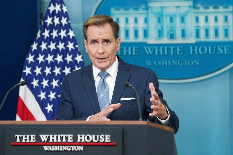 &copy; Reuters. FILE PHOTO: National security spokesperson John Kirby talks to reporters at a press briefing at the White House in Washington, U.S., September 18, 2024. REUTERS/Kevin Lamarque/File Photo