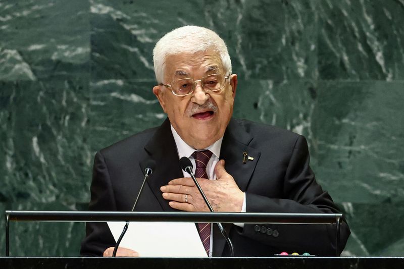 &copy; Reuters. Presidente palestino Mahmoud Abbas na ONU em Nova Yorkn 26/9/2024   REUTERS/Brendan McDermid