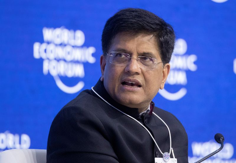 &copy; Reuters. FILE PHOTO: India's Commerce Minister Piyush Goyal takes part at the panel discussion "Trade: Now what?" during the World Economic Forum 2022 (WEF) in the Alpine resort of Davos, Switzerland May 25, 2022. REUTERS/Arnd Wiegmann/File Photo