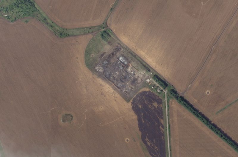 &copy; Reuters. FILE PHOTO: A satellite image shows a part of Lipetsk military airbase, after Ukraine said it hit the area, in this satellite image taken on August 9, 2024, in Lipetsk region, Russia. 2024 Planet Labs Inc/Handout via REUTERS/File Photo