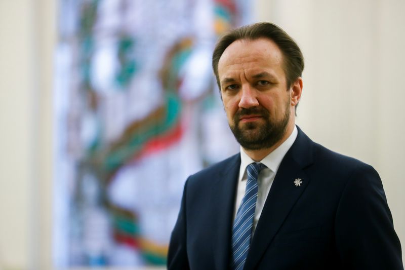 &copy; Reuters. The new governor of the Lithuanian central bank, Gediminas Simkus, poses for a picture in Vilnius, Lithuania, April 1, 2021. REUTERS/Ints Kalnins