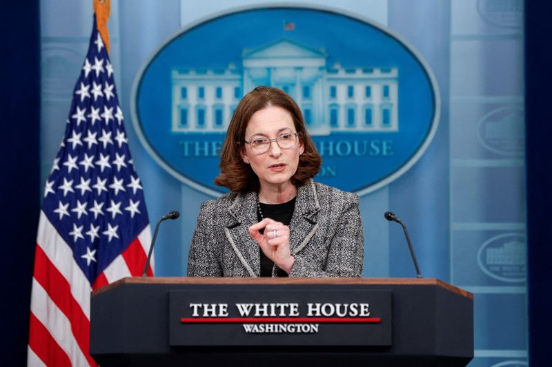 &copy; Reuters. FILE PHOTO: Jennifer Klein, Director of the White House Gender Policy Council, answers questions during the daily press briefing at the White House in Washington, U.S., January 22, 2024. REUTERS/Evelyn Hockstein/File Photo