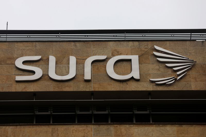 &copy; Reuters. The Grupo Sura logo is seen at its headquarters in Medellin, Colombia, May 30, 2019. Picture taken May 30, 2019. REUTERS/Luisa Gonzalez/File Photo