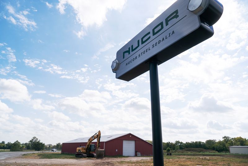 &copy; Reuters. A sign for the Nucor Steel Mill, under construction, is seen in Sedalia, Missouri, U.S., October 3, 2018. Picture taken October 3, 2018. REUTERS/Lawrence Bryant/File Photo