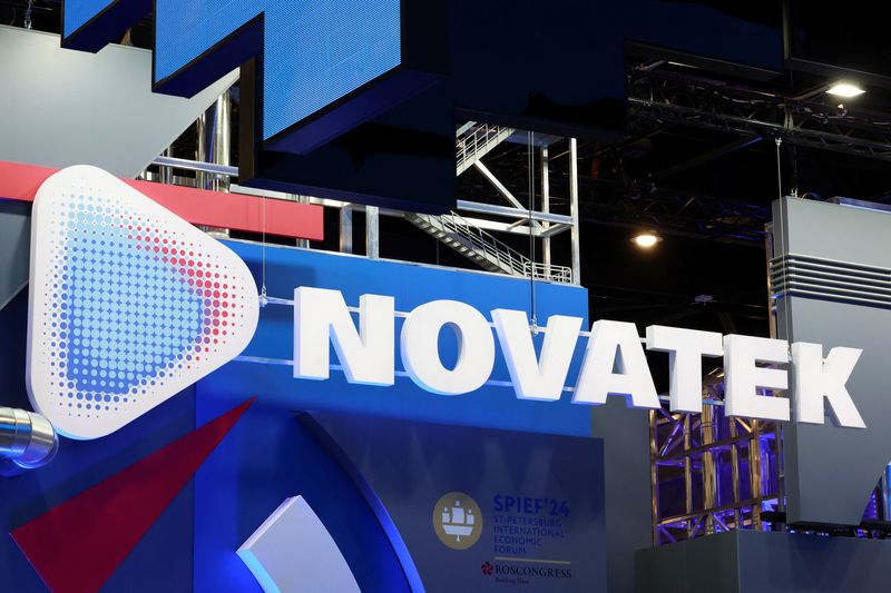 &copy; Reuters. FILE PHOTO: A view shows a board with the logo of Russian natural gas producer Novatek at the St. Petersburg International Economic Forum (SPIEF) in Saint Petersburg, Russia June 5, 2024. REUTERS/Anton Vaganov/File Photo