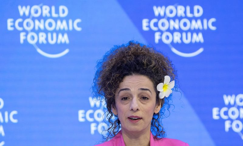 &copy; Reuters. FILE PHOTO: Journalist and Activist Masih Alinejad attends the session "Women's Leadership: Towards Parity in Power" during the World Economic Forum (WEF) 2023 in the Alpine resort of Davos, Switzerland, January 19, 2023. REUTERS/Arnd Wiegmann/File Photo