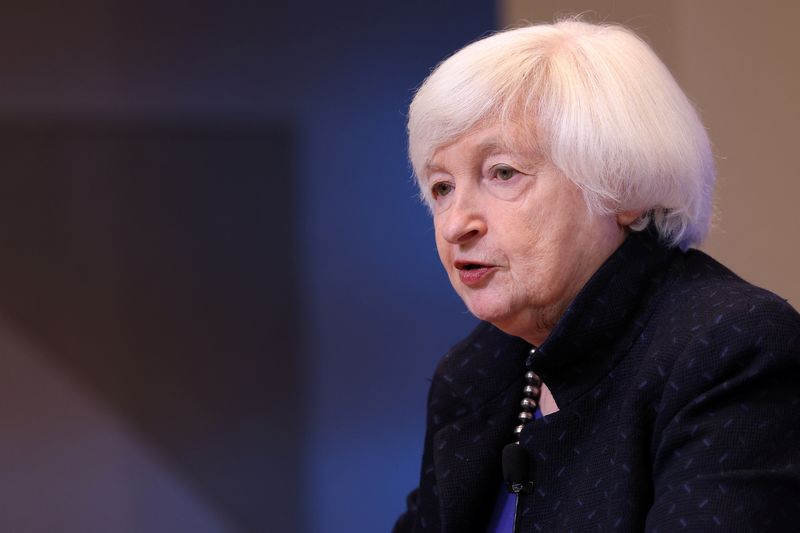 &copy; Reuters. FILE PHOTO: Treasury Secretary Janet Yellen speaks at the Council on Foreign Relations in New York City, U.S., October 17, 2024.  REUTERS/Andrew Kelly/File Photo