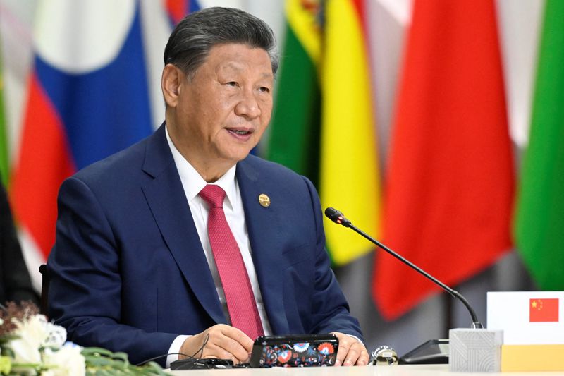 &copy; Reuters. Presidente da China, Xi Jinping, durante reunião de cúpula do Brics na cidade russa de Kazann23/10/2024 ALEXANDER NEMENOV/Pool via REUTERS