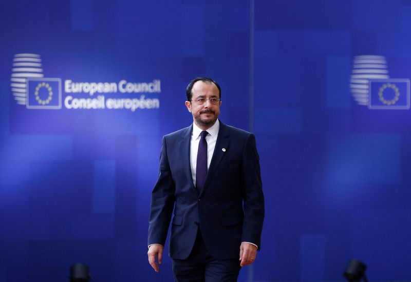 © Reuters. Cyprus' President Nikos Christodoulides attends a European Union leaders summit in Brussels, Belgium October 17, 2024. REUTERS/Johanna Geron/File Photo