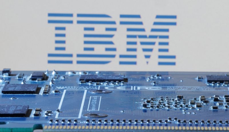 © Reuters. FILE PHOTO: IBM logo is seen near computer motherboard in this illustration taken January 8, 2024. REUTERS/Dado Ruvic/Illustration/File Photo