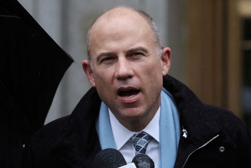 &copy; Reuters. FILE PHOTO: Former attorney Michael Avenatti speaks to the press after the guilty verdict in his criminal trial, at the United States Courthouse in the Manhattan borough of New York City, U.S., February 4, 2022. REUTERS/Brendan McDermid/File Photo