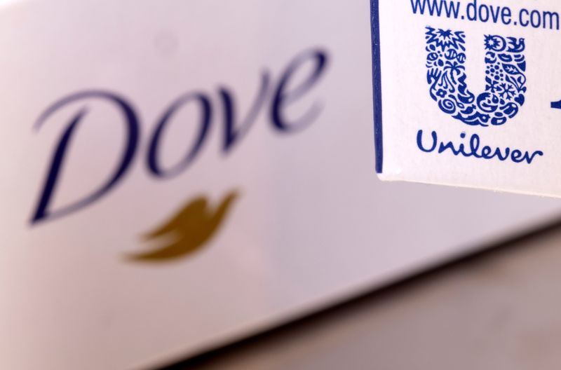 &copy; Reuters. Unilever logo is seen on a Dove soap box in this illustration taken on January 17, 2022. REUTERS/Dado Ruvic/Illustration/ File Photo