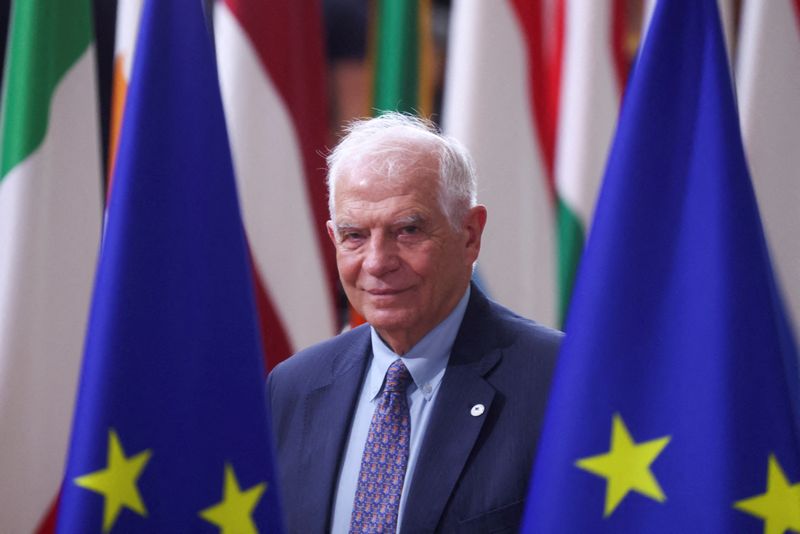 &copy; Reuters. L'alto rappresentante Ue per gli Affari esteri e la politica di sicurezza Josep Borrell partecipa a un vertice dei leader dell'Unione europea a Bruxelles, in Belgio, il 17 ottobre 2024. REUTERS/Johanna Geron