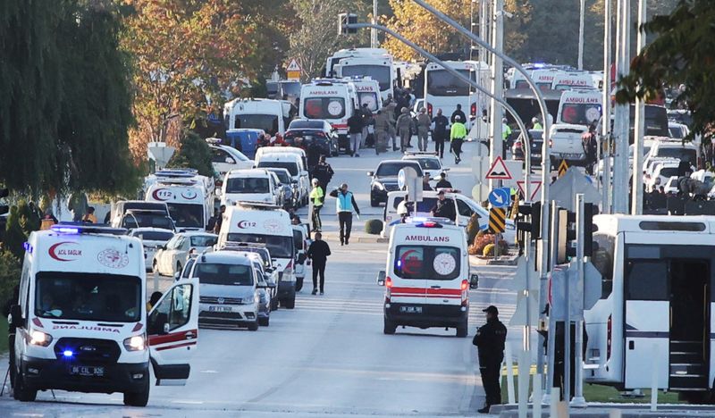 &copy; Reuters. A general view of the entrance of the headquarters of Turkey's aviation company TUSAS, where three people were killed and five others wounded in an attack, near Kahramankazan, a town of Turkish capital Ankara, October 23, 2024. REUTERS/Stringer