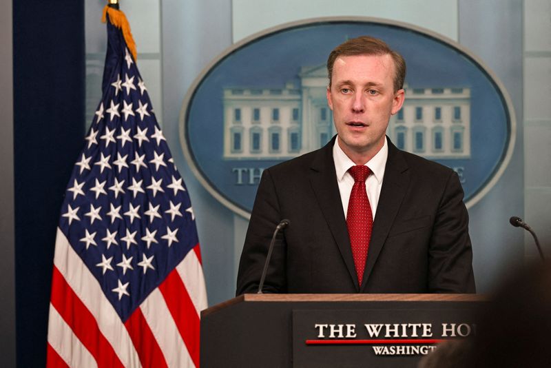 &copy; Reuters. FILE PHOTO: U.S. National Security Advisor Jake Sullivan speaks at a press briefing at the White House in Washington, U.S., October 1, 2024. REUTERS/Annabelle Gordon/File Photo