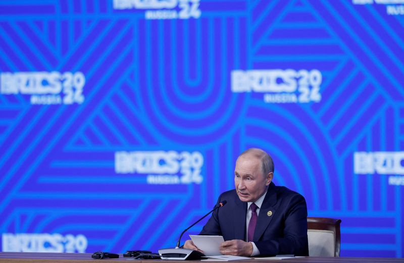 &copy; Reuters. Russian President Vladimir Putin speaks during a press conference at the BRICS summit in Kazan, Russia October 24, 2024. REUTERS/Maxim Shemetov