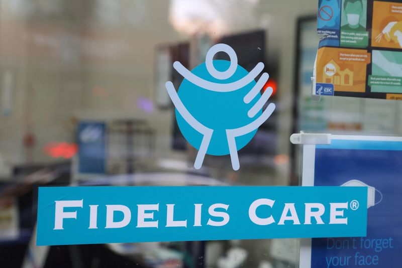 &copy; Reuters. FILE PHOTO: A sign for Fidelis Care, part of the Centene Corporation, is seen in Queens, New York, U.S., November 16, 2021. REUTERS/Andrew Kelly/File Photo