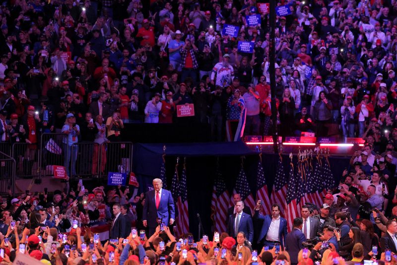 © Reuters. Madison Square Garden, New York, October 27, 2024. REUTERS/Andrew Kelly