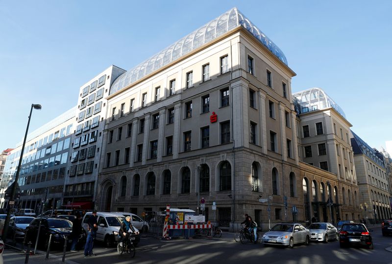 &copy; Reuters. FILE PHOTO: The seat of the Deutscher Sparkassen- und Giroverband DSGV (German Savings Banks Association) is pictured in Berlin, Germany, February 15, 2019.   REUTERS/Fabrizio Bensch/File Photo