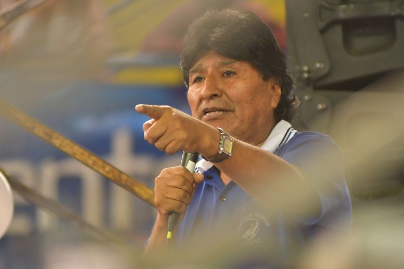 &copy; Reuters. Bolivia's former President Evo Morales speaks during an event to mark Indigenous Resistance Day, in Cochabamba, Bolivia October 12, 2024. REUTERS/Patricia Pinto/File Photo