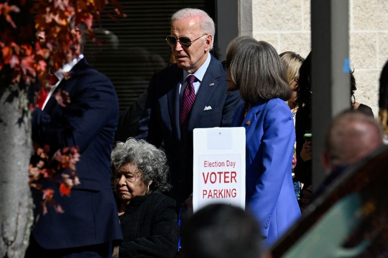 &copy; Reuters. Presidente dos EUA Joe Biden vota em New Castle, Delawaren 28/10/2024    REUTERS/Craig Hudson