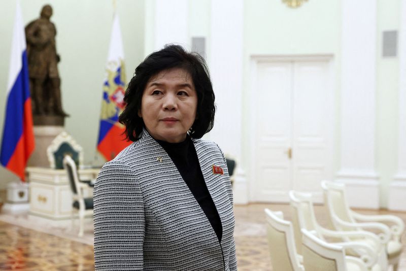 © Reuters. FILE PHOTO: North Korean Foreign Minister Choe Son Hui attends a meeting with Russian President Vladimir Putin in Moscow, Russia, January 16, 2024.  Sputnik/Artem Geodakyan/Pool via REUTERS/File Photo