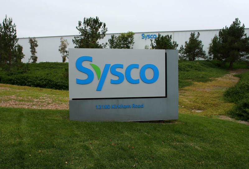 &copy; Reuters. FILE PHOTO: A Sysco sign is shown outside one of their distribution centers in Poway, California, U.S. February 6, 2017.  REUTERS/Mike Blake/File Photo