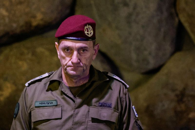 &copy; Reuters. FILE PHOTO: Israeli Chief of the General Staff Herzi Halevi attends a wreath-laying ceremony marking Israel's national Holocaust Remembrance Day in the Hall of Remembrance at Yad Vashem, the World Holocaust Remembrance Centre, in Jerusalem, May 6, 2024. R