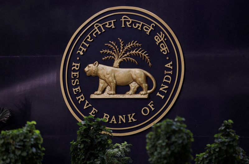 &copy; Reuters. FILE PHOTO: A Reserve Bank of India (RBI) logo is seen inside its headquarters in Mumbai, India, April 6, 2023. REUTERS/Francis Mascarenhas//File Photo