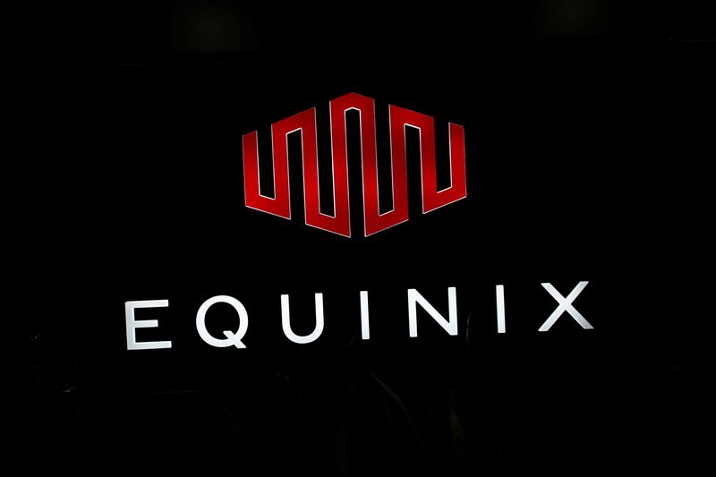 &copy; Reuters. FILE PHOTO: The logo of Equinix is pictured at the entrance of a data center in Pantin, outside Paris, France, December 7, 2016.  REUTERS/Benoit Tessier/File Photo