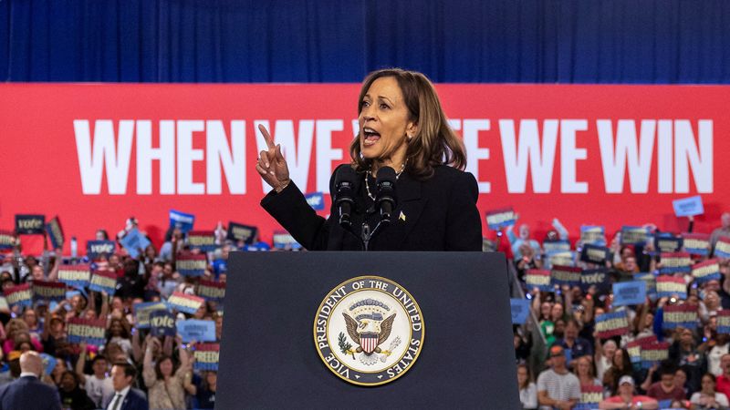 © Reuters. Democratic presidential nominee U.S. Vice President Kamala Harris speaks during a campaign rally in Harrisburg, Pennsylvania, U.S., October 30, 2024. REUTERS/Eloisa Lopez