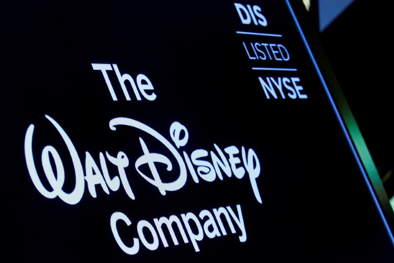 &copy; Reuters. FILE PHOTO: A screen shows the logo and a ticker symbol for The Walt Disney Company on the floor of the New York Stock Exchange (NYSE) in New York, U.S., December 14, 2017. REUTERS/Brendan McDermid/File Photo