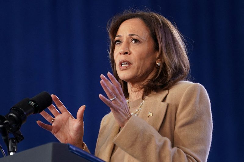 © Reuters. Democratic presidential nominee U.S. Vice President Kamala Harris speaks during a campaign rally in Charlotte, North Carolina, U.S., November 2, 2024. REUTERS/Kevin Lamarque