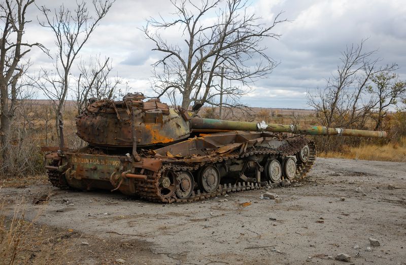 &copy; Reuters. Tanque destruído na região de Donetskn3/11/2024nREUTERS/Alexander Ermochenko