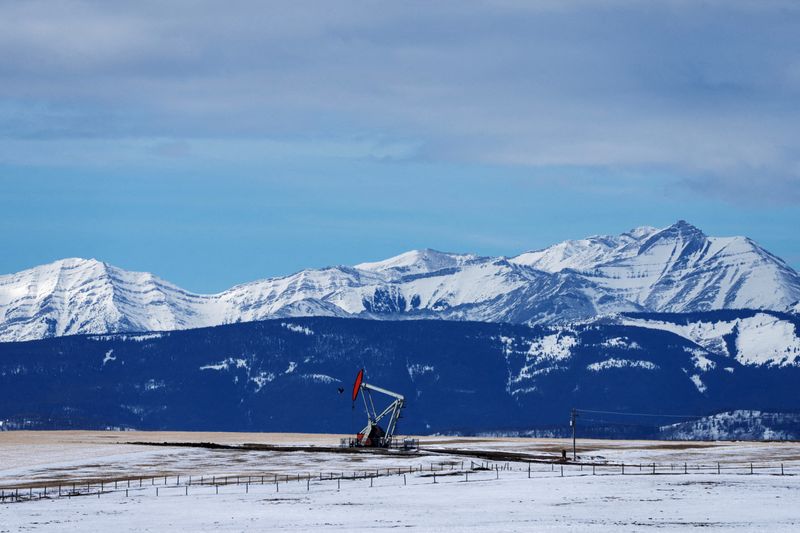 © Reuters. FILE PHOTO: A view of an oil pump jack near Longview, Alberta, Canada March 15, 2024. REUTERS/Todd Korol/File Photo