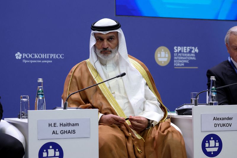 &copy; Reuters. Il segretario generale dell'OPEC Haitham Al Ghais assiste a una sessione del Forum economico internazionale di San Pietroburgo (SPIEF) a San Pietroburgo, Russia, 6 giugno 2024. Sergey Kulakov/Fondazione Roscongress via REUTERS