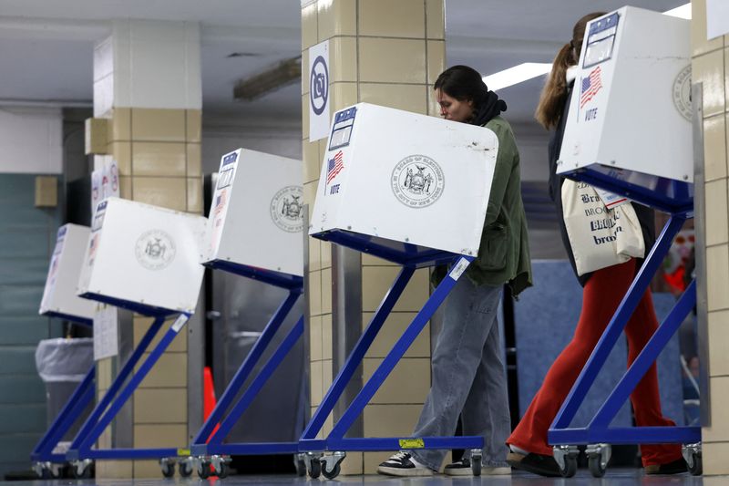 &copy; Reuters. A person votes at PS 20 Anna Silver Elementary School, on Election Day for the 2024 U.S. presidential election in Manhattan, New York City, U.S., November 5, 2024. REUTERS/Andrew Kelly