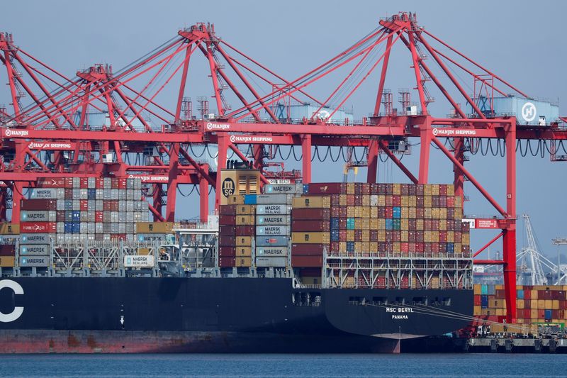 &copy; Reuters. A container ship is shown at port in Long Beach, California, U.S. July 16, 2018.        REUTERS/Mike Blake/File Photo