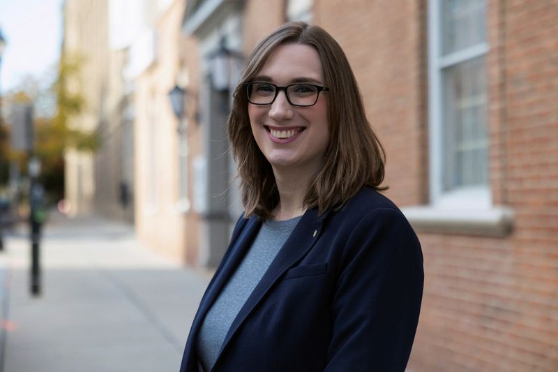 &copy; Reuters. FILE PHOTO: Sarah McBride, Delaware state senator and candidate for United States Representative, poses for a portrait outside of her campaign office in Wilmington, Delaware, U.S., October 26, 2024.   REUTERS/Rachel Wisniewski/File Photo