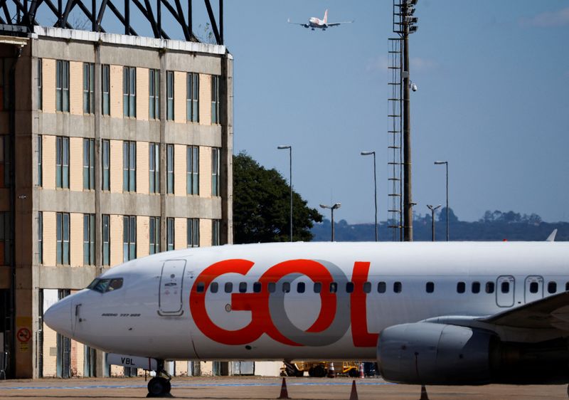 © Reuters. FILE PHOTO: An airplane of Brazilian airline Gol is seen at Brasilia International Airport, in Brasilia, Brazil May 27, 2024.REUTERS/Adriano Machado/File Photo