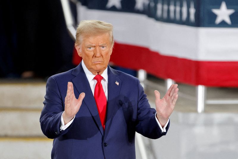 &copy; Reuters. Donald Trump durante evento de campanha em Raleigh, no Estado norte-americano da Carolina do Norten04/11/2024 REUTERS/Jonathan Drake