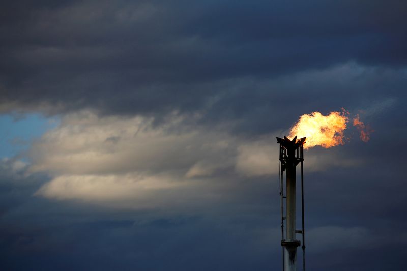 &copy; Reuters. FILE PHOTO: A flare burns off excess gas from a gas plant in the Permian Basin in Loving County, Texas, U.S., November 21, 2019. REUTERS/Angus Mordant/File Photo